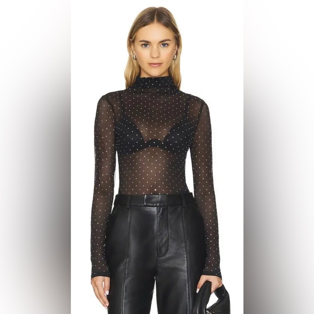 MISHA COLLECTION The MISHA Sandra Mesh Top with sequin embellished fabric small